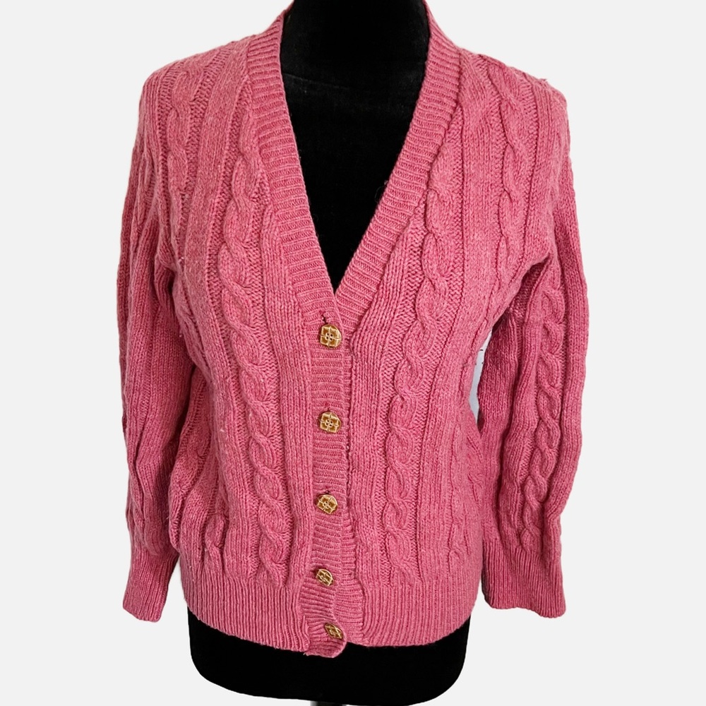 VINTAGE 1940s Old Colony Wool Cable Knit Cardigan Vintage